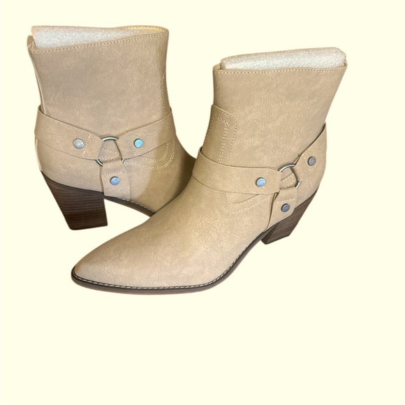 Oasis Society Jackson Pointed Toe Bootie Size 9 Khaki Zipper Closure NEW - Picture 3 of 10